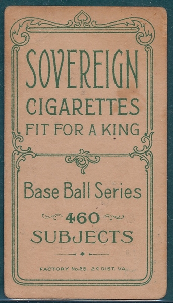 1909-1911 T206 Bender, Portrait, Sovereign Cigarettes 