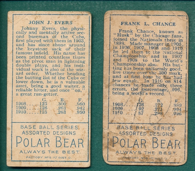1911 T205 Evers & Chance, Lot of (2), Polar Bear
