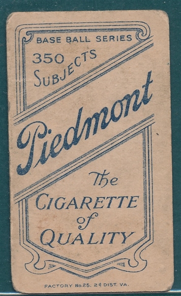 1909-1911 T206 Hal Chase, Dark Cap, Piedmont Cigarettes