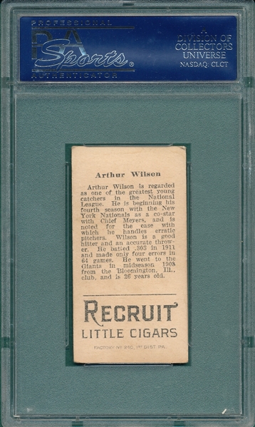 1912 T207 Wilson, New York, Recruit Little Cigars PSA 4