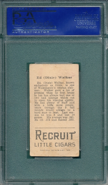 1912 T207 Walker Recruit Little Cigars PSA 2