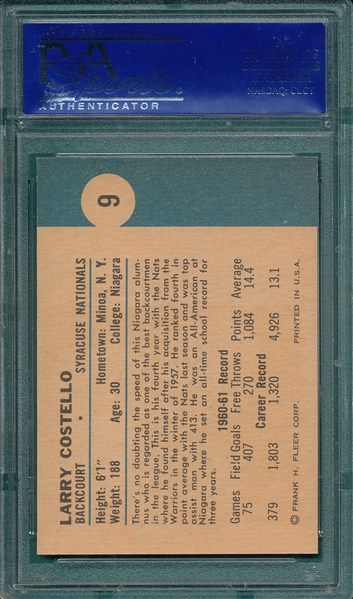 1961 Fleer #9 Larry Costello PSA 8