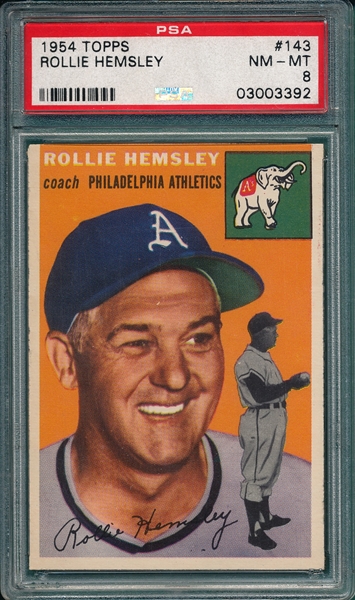 1954 Topps #143 Rollie Hemsley PSA 8