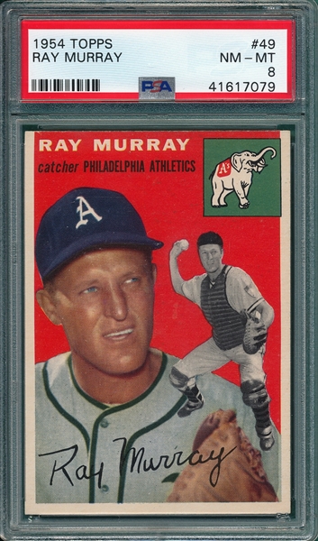 1954 Topps #49 Ray Murray PSA 8