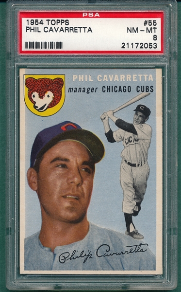 1954 Topps #55 Phil Cavaretta PSA 8