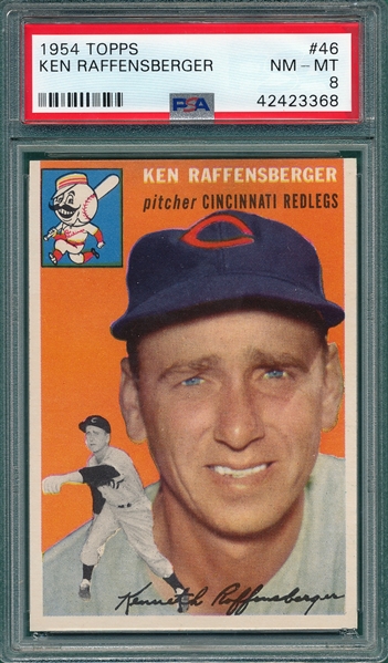 1954 Topps #46 Ken Raffensberger PSA 8