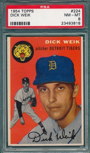 1954 Topps #224 Dick Weik PSA 8