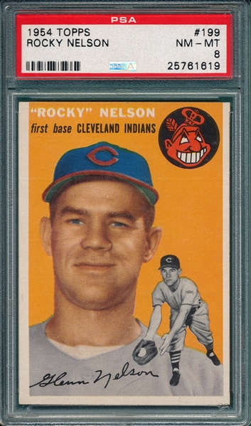 1954 Topps #199 Rocky Nelson PSA 8