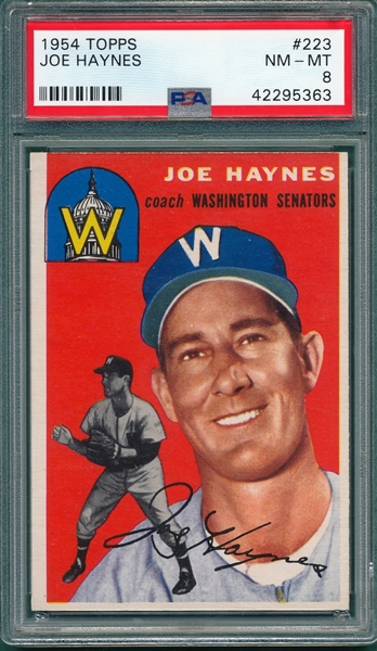 1954 Topps #223 Joe Haynes PSA 8