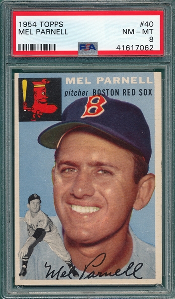 1954 Topps #40 Mel Parnell PSA 8