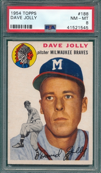 1954 Topps #188 Dave Jolly PSA 8