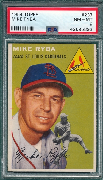 1954 Topps #237 Mike Ryba PSA 8