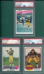 1975-76 Topps Football Steelers, Lot of (3), W/ Swann PSA 8