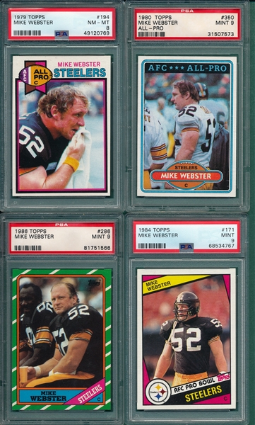 1979-86 Topps Football Mike Webster, Lot of (4), W/ PSA 9