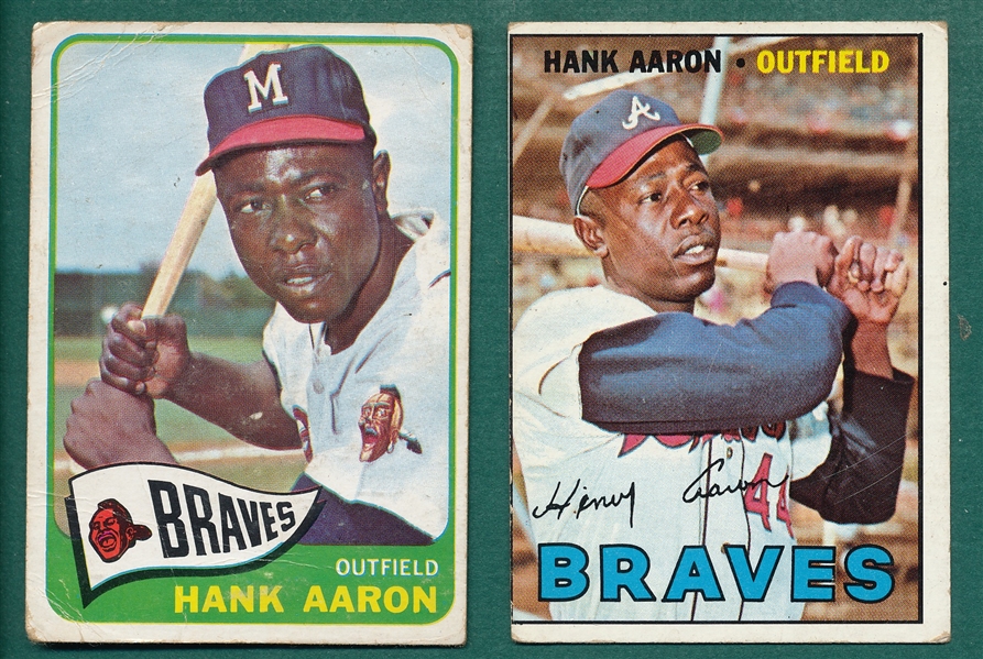 1965/67 Topps Hank Aaron, Lot of (2)