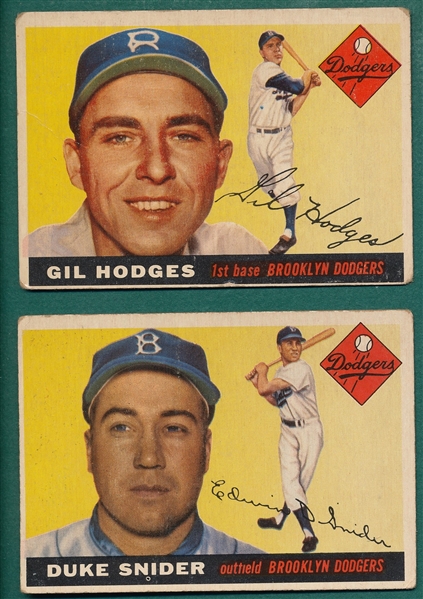 1955 Topps #187 Hodges & #210 Snider, Lot of (2) *Hi #*