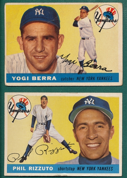 1955 Topps #189 Rizzuto & #198 Yogi Berra, Lot of (2) *Hi #*