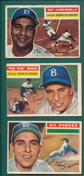 1956 Topps Reese, Hodges & Campanella, Lot of (3) 