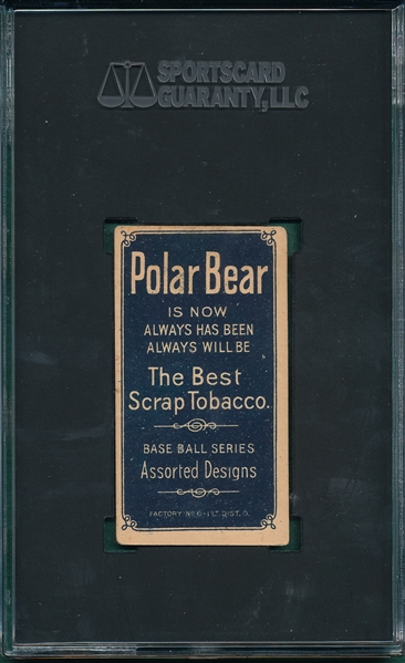 1909-1911 T206 Bridwell, Portrait, Cap, Polar Bear, SGC 2.5