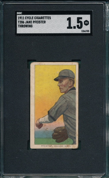 1909-1911 T206 Pfeister, Throwing, Cycle Cigarettes, SGC 1.5 *460 Series*