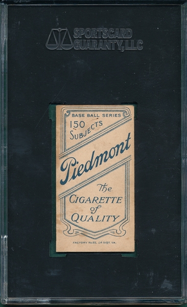 1909-1911 T206 Keeler, Bat, Piedmont Cigarettes SGC Authentic