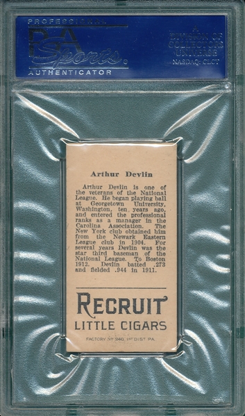 1912 T207 Devlin Recruit Little Cigars PSA 4
