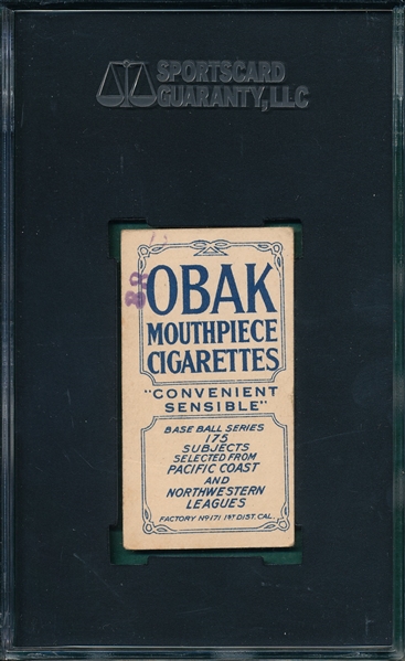 1910 T212-2 Delmas Obak Cigarettes SGC 40 