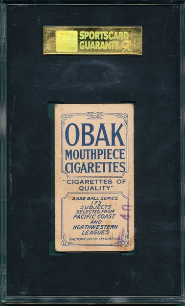 1910 T212-2 Netzel Obak Cigarettes SGC 40 