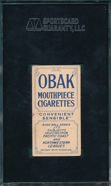 1910 T212-2 Whalen Obak Cigarettes SGC 50