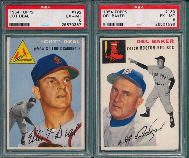 1954 Topps #133 Baker & #192 Deal, Lot of (2) PSA 6