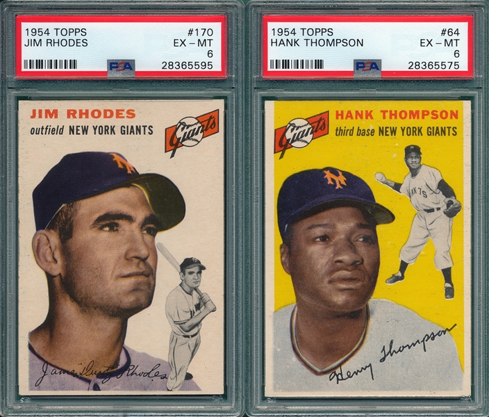 1954 Topps #64 Thompson & #170 Rhodes, Lot of (2) PSA 6
