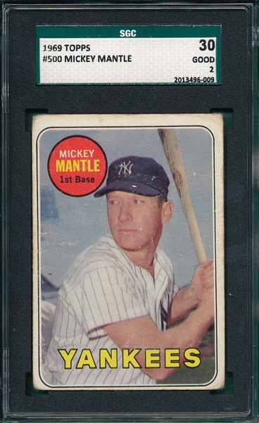 1969 Topps #500 Mickey Mantle SGC 30