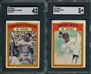 1972 Topps #50 Mays, IA & #310 Clemente, IA, Lot of (2) SGC