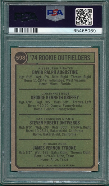 1974 Topps #598 Ken Griffey Sr. PSA 8 *Rookie*