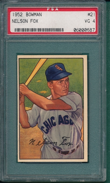 1952 Bowman #21 Nelson Fox PSA 4 *Rookie*