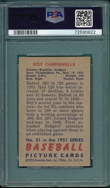 1951 Bowman #31 Roy Campanella PSA 3.5