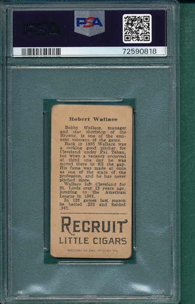 1912 T207 Robert Wallace Recruit Little Cigar PSA 2.5