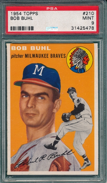 1954 Topps #210 Bob Buhl PSA 9 *Mint*