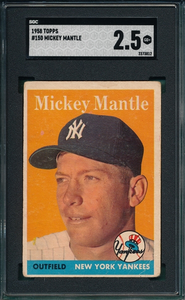 1958 Topps #150 Mickey Mantle SGC 2.5