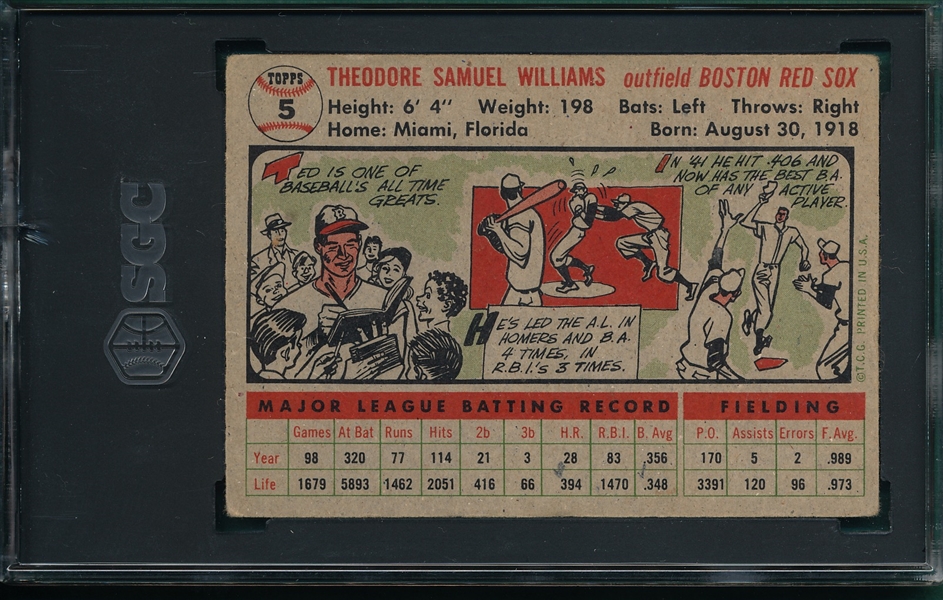 1956 Topps #5 Ted Williams SGC 2 *Gray*