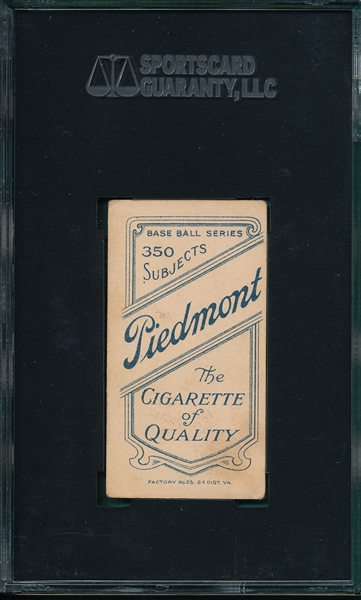 1909-1911 T206 Snodgrass, Batting, Piedmont Cigarettes, SGC 40