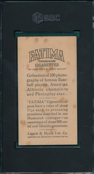 1914 T222 Amos Strunk Fatima Cigarettes SGC 3