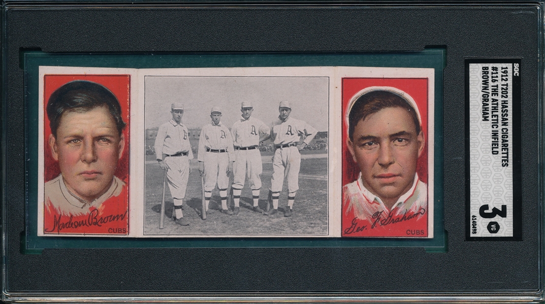 1912 T202 The Athletic Infield, Graham/ M. Brown, Hassan Cigarettes SGC 3