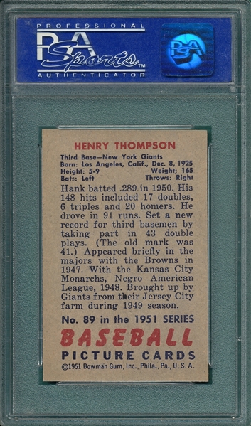 1951 Bowman #89 Henry Thompson PSA 8