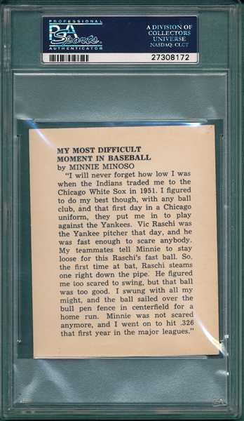 1959 Kahn's Wieners Minnie Minoso PSA 6