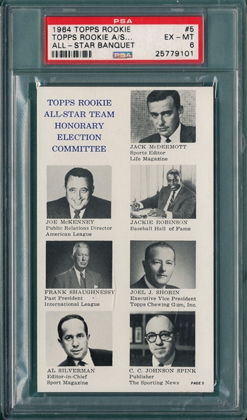 1964 Topps Rookie Banquet #5 W/ Jackie Robinson, PSA 6