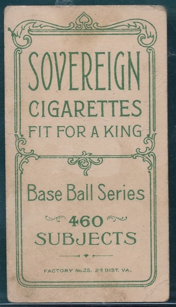 1909-1911 T206 Schaefer, Washington, Sovereign Cigarettes, *460 Series*