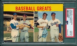 1962-65 LA Dodgers Baseball Greats PC W/ Koufax & Mays, PSA 8