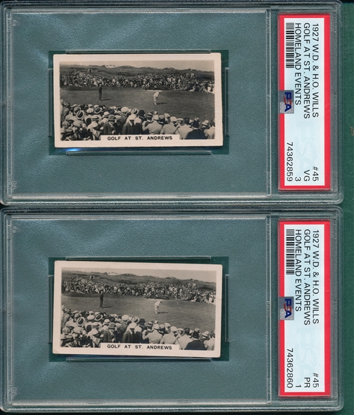 1927 W.D. & H.O. Wills Homeland Events, Lot of (2) W/ #45 St. Andrews PSA