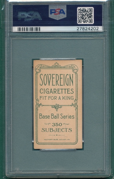 1909-1911 T206 Bescher, Portrait, Sovereign Cigarettes PSA 5